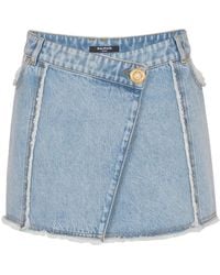 Balmain - Denim Miniskirt - Lyst