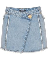 Balmain - Minifalda de mezclilla de - Lyst