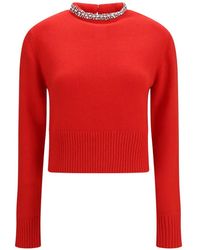 Pinko - Berlino Crystal-Embellished Ribbed-Trim Sweater - Lyst