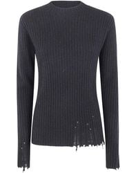 Uma Wang - Ribbed Frayed-Hem Sweater - Lyst