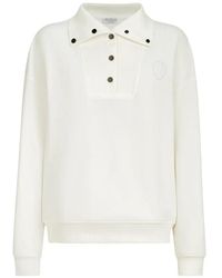 Brunello Cucinelli - Logo-Patch Buttoned Polo Shirt - Lyst