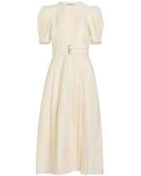 Gabriela Hearst - Belted Puff-Sleeve Midi Dress - Lyst