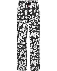 DSquared² - Logo-lettering Cotton Blend Slim-fit Trousers - Lyst