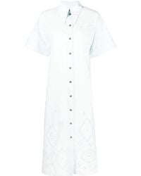 Ganni - Broderie Anglaise Midi Shirt Dress - Lyst
