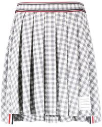 Thom Browne - Gingham-check Pleated Miniskirt - Lyst