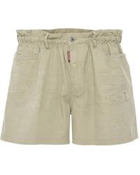 DSquared² - Distressed-Effect Cotton Shorts - Lyst