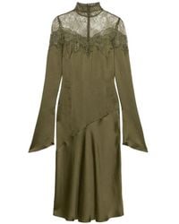 Blumarine - Lace-Detail High-Neck Midi Dress - Lyst