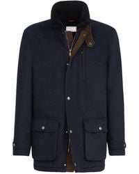 Brunello Cucinelli - Bonded Cashmere Beaver Cloth Field Jacket With Shearling Lining And Nappa Leather Inserts - Lyst
