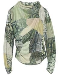 Bimba Y Lola - Snake-Patchwork Ruched Tulle T-Shirt - Lyst