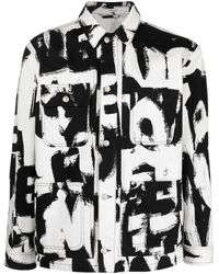 McQueen - Text Print Denim Jacket - Lyst