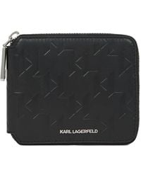 KARL LAGERFELD - Monogram-Pattern Zipped Wallet - Lyst