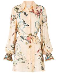 CAMILLA - House Of Horoscopes Shirt Mini Dress - Lyst