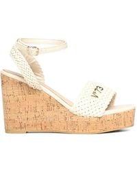V73 - Woven-Strap Cork-Wedge Sandals - Lyst