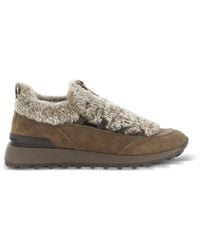 Brunello Cucinelli - Monile Shearling-Insert Sneakers - Lyst