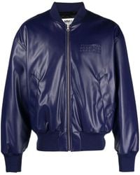 MM6 by Maison Martin Margiela - Numbers-embroidered Faux-leather Bomber Jacket - Lyst