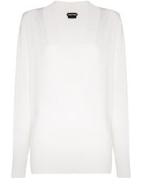 Tom Ford - White V-neck Long-sleeved Sweater - Lyst