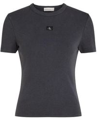 Calvin Klein - Ribbed Logo-Patch T-Shirt - Lyst