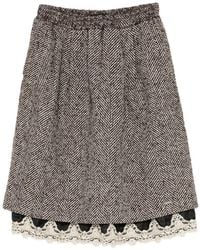 BONBOM - Herringbone-Pattern Lace-Trim Skirt - Lyst