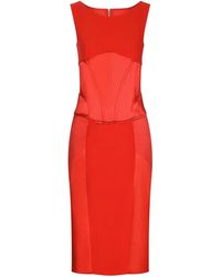 Dolce & Gabbana - Corset-detail Midi Dress - Lyst