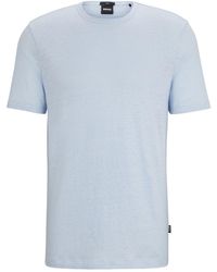 BOSS - Short-sleeve Linen T-shirt - Lyst