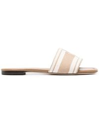 Tory Burch - Logo-embroidered Open-toe Slides - Lyst