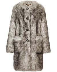 Dolce & Gabbana - Wolf-effect Faux Fur Coat - Lyst
