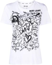 DKNY - Logo-graffiti Cotton-blend T-shirt - Lyst