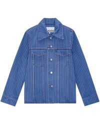 Ganni - Striped Denim Jacket - Lyst