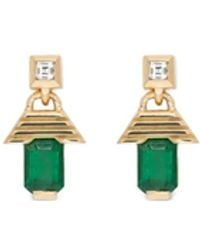 Azlee - Escalier Emerald And Diamond Earrings - Lyst