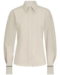 Brunello Cucinelli - Stretch Cotton Poplin Shirt With Shiny Silk Cuffs - Lyst