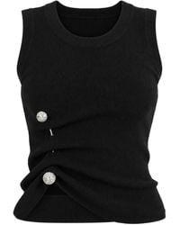 GIUSEPPE DI MORABITO - Crystal-Embellished Ribbed-Knit Top - Lyst