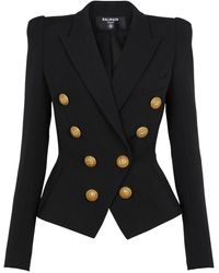 Balmain - Montierte doppelte Börsenjacke in Wolle - Lyst