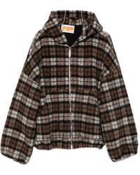 PDF - Check-Pattern Zip-Up Hoodie - Lyst