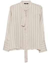Seventy - Pinstripe-Pattern Pussy-Bow Blouse - Lyst