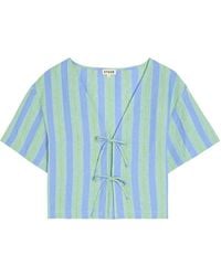 STAUD - Ava Striped Blouse - Lyst