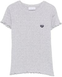 Maison Labiche - Gerüschtes T-Shirt Mit Logo-Patch - Lyst