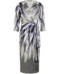 Alberta Ferretti - Abstract-Print Satin Midi Dress - Lyst