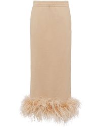 Prada - Cotton Feather-Trim Midi Skirt - Lyst
