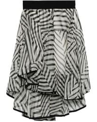 Gemy Maalouf - Stripe-Pattern Ruffle-Details Midi Skirt - Lyst