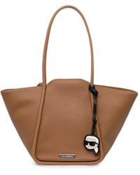 KARL LAGERFELD - Logo-Plaque Pebbled-Effect Tote Bag - Lyst