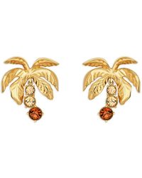 Oscar de la Renta - Palm Tree Crystal Clip-On Earrings - Lyst