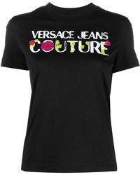 Versace - Roses Logo T-shirt - Lyst