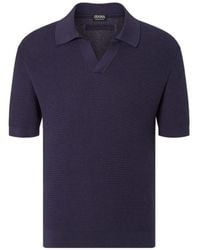 ZEGNA - Waffle-Knit V-Neck T-Shirt - Lyst