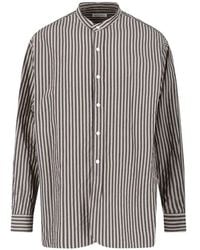 Kaptain Sunshine - Bumpy Striped Band-Collar Shirt - Lyst