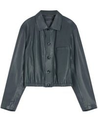 Lemaire - Buttoned-Up Elasticated Leather Jacket - Lyst