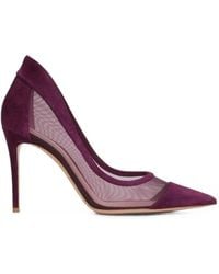 Gianvito Rossi - Mesh-Panelled Suede Pumps - Lyst