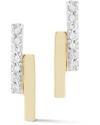 Mateo - 14Kt Diamond Bar Bypass Stud Earrings - Lyst