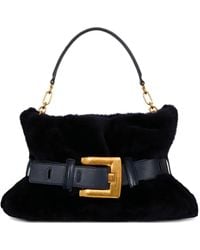 Balmain - Medium Anthem Shearling Belt-Buckle Shoulder Bag - Lyst