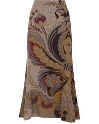 Etro - Paisley-Print Ribbed-Knit Skirt - Lyst