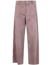 Max Mara - Pocketed Leather Straight Trousers - Lyst
